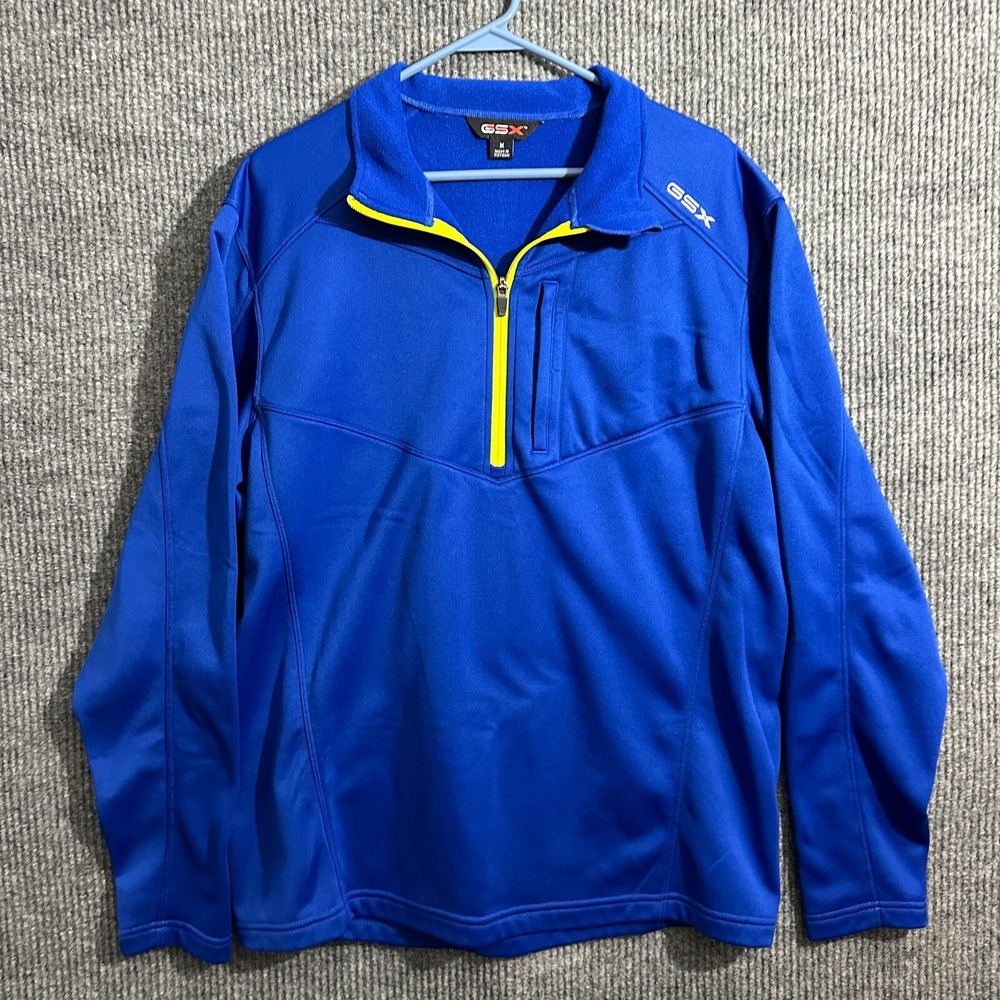 GSX Mens Jacket Size Medium Blue Yellow Quarter Zip Pull Over Outdoor